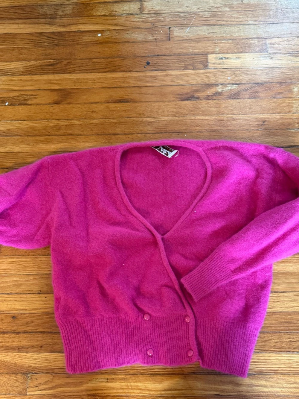 Women’s Fuchsia V-Neck Button Cardigan Sweater